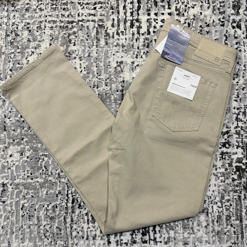 AG Adriano Goldschmied Sueded Stretch Sateen Pants Everett Slim Straight 34/32